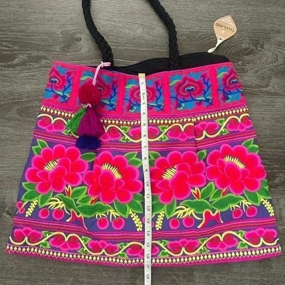 Thailand Floral Embroidered handmade Boho Bag - Picture 6 of 10